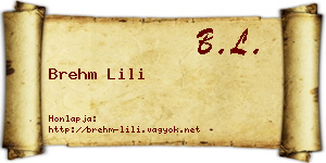 Brehm Lili névjegykártya